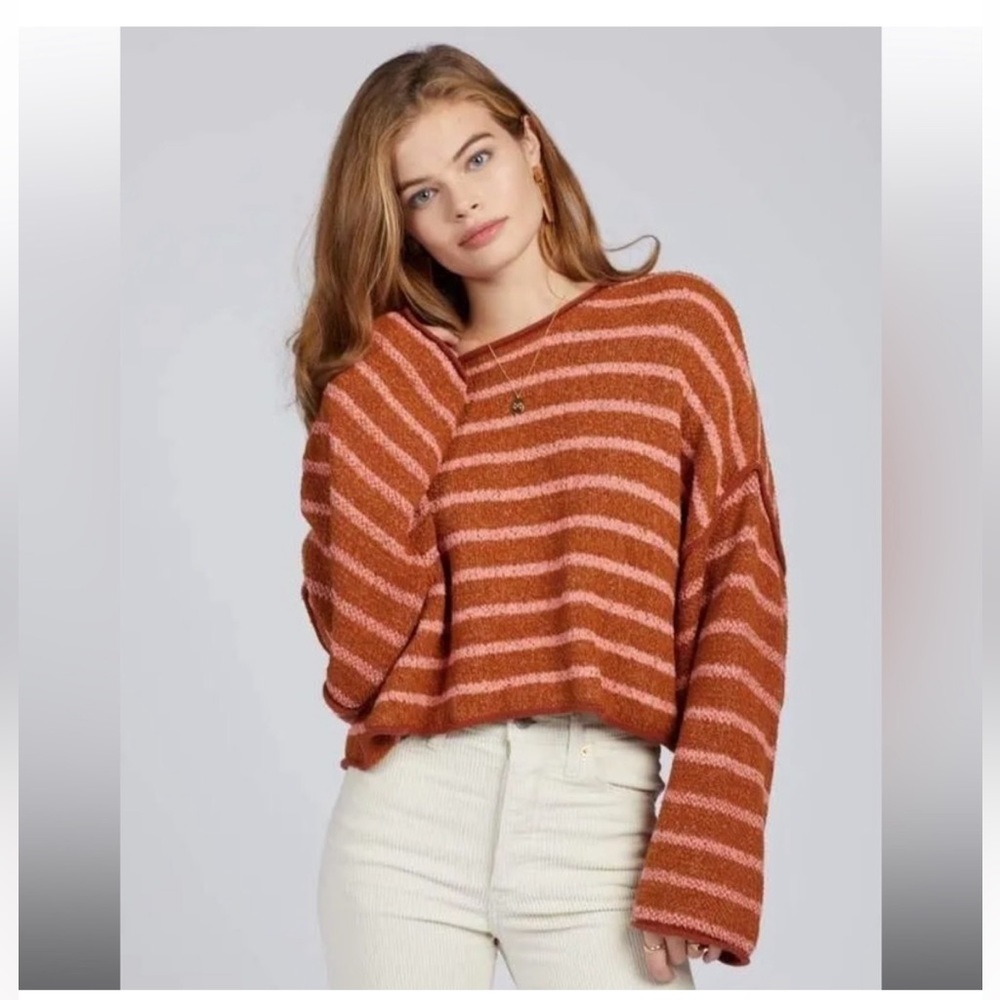 Free People | striped oversized cropped sweater